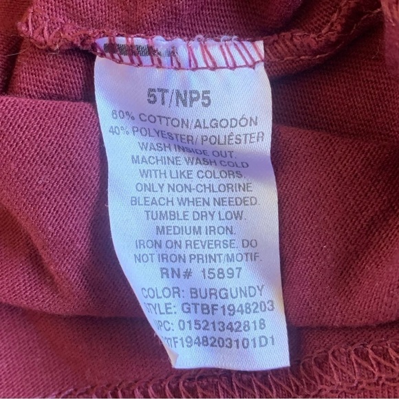 Garanimals Play All Day Football Long Sleeve Burgundy Shirt - Picture 4 of 4